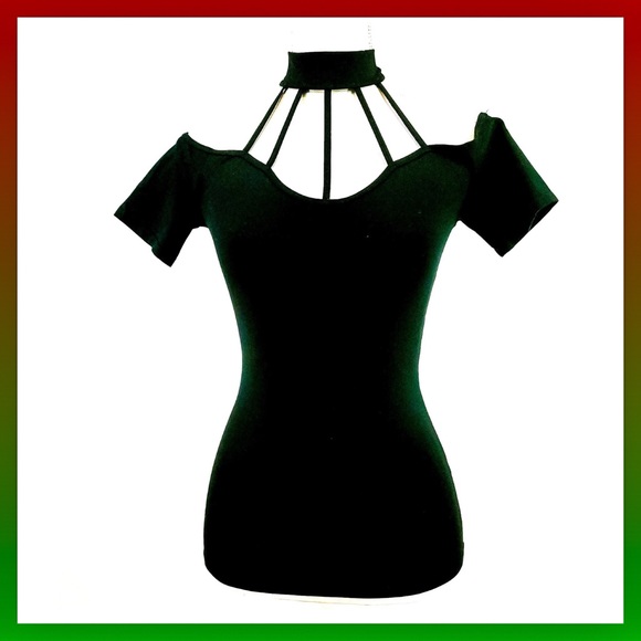 Caged Turtleneck Cold Shoulder Top - Picture 3 of 3